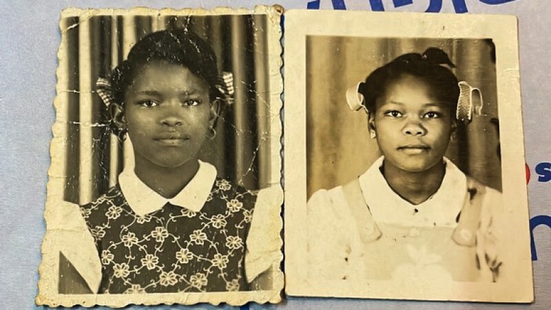 Childhood photos of two young girls