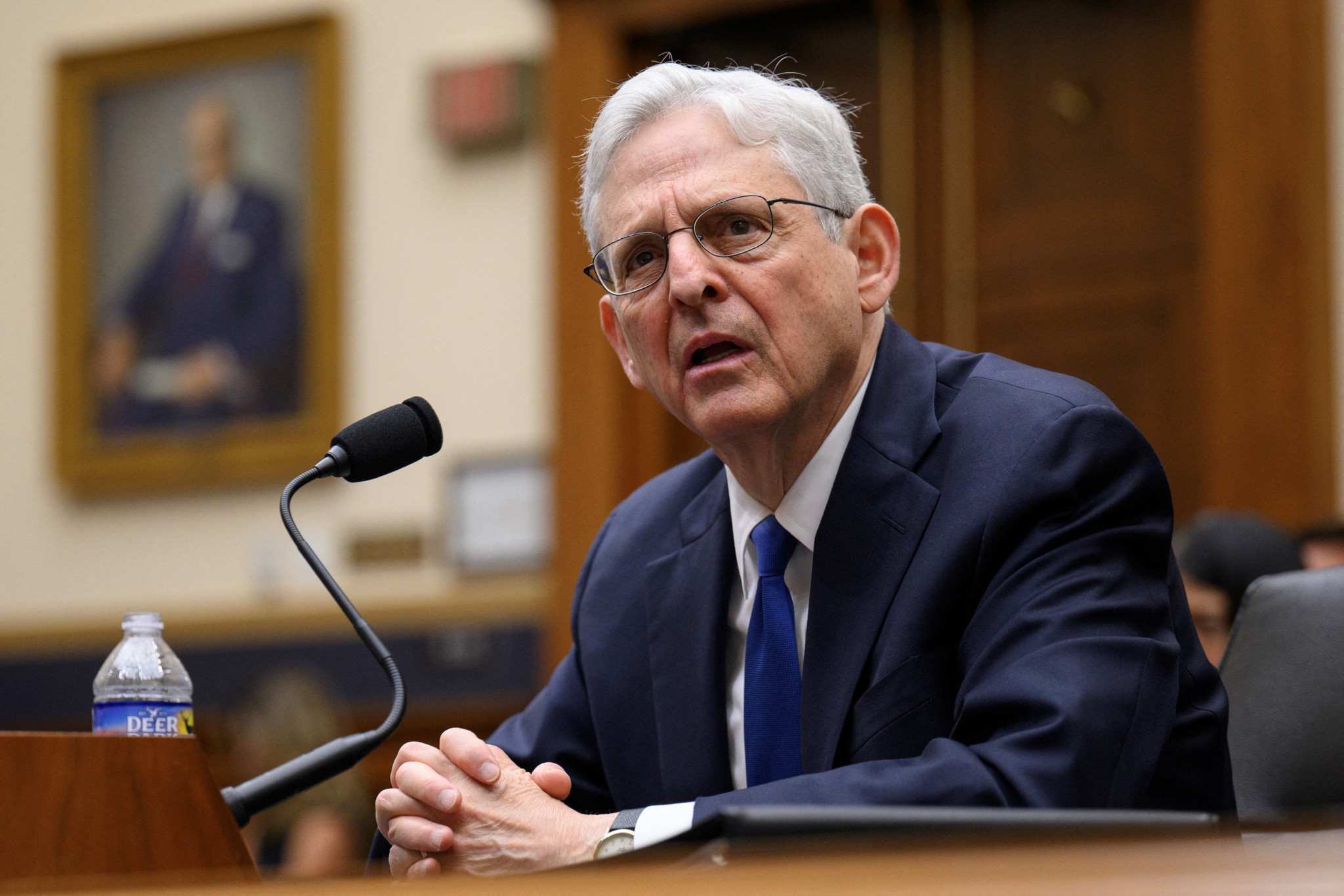 (FILES) US Attorney General Merrick Garland testifies during a House Judiciary Committee hearing titled "Oversight of the US Department of Justice" on Capitol Hill in Washington, DC, on June 4, 2024. The Republican-led US House of Representatives voted on June 12, 2024 to hold Attorney General Merrick Garland in contempt of Congress for refusing to turn over audio of President Joe Biden's questioning in a criminal investigation. The move -- seen as symbolic, since Garland's Justice Department would ultimately decide whether to press charges -- is the latest escalation in hostilities between allies of Republican Donald Trump and the White House ahead of November's election. (Photo by Drew ANGERER / AFP)