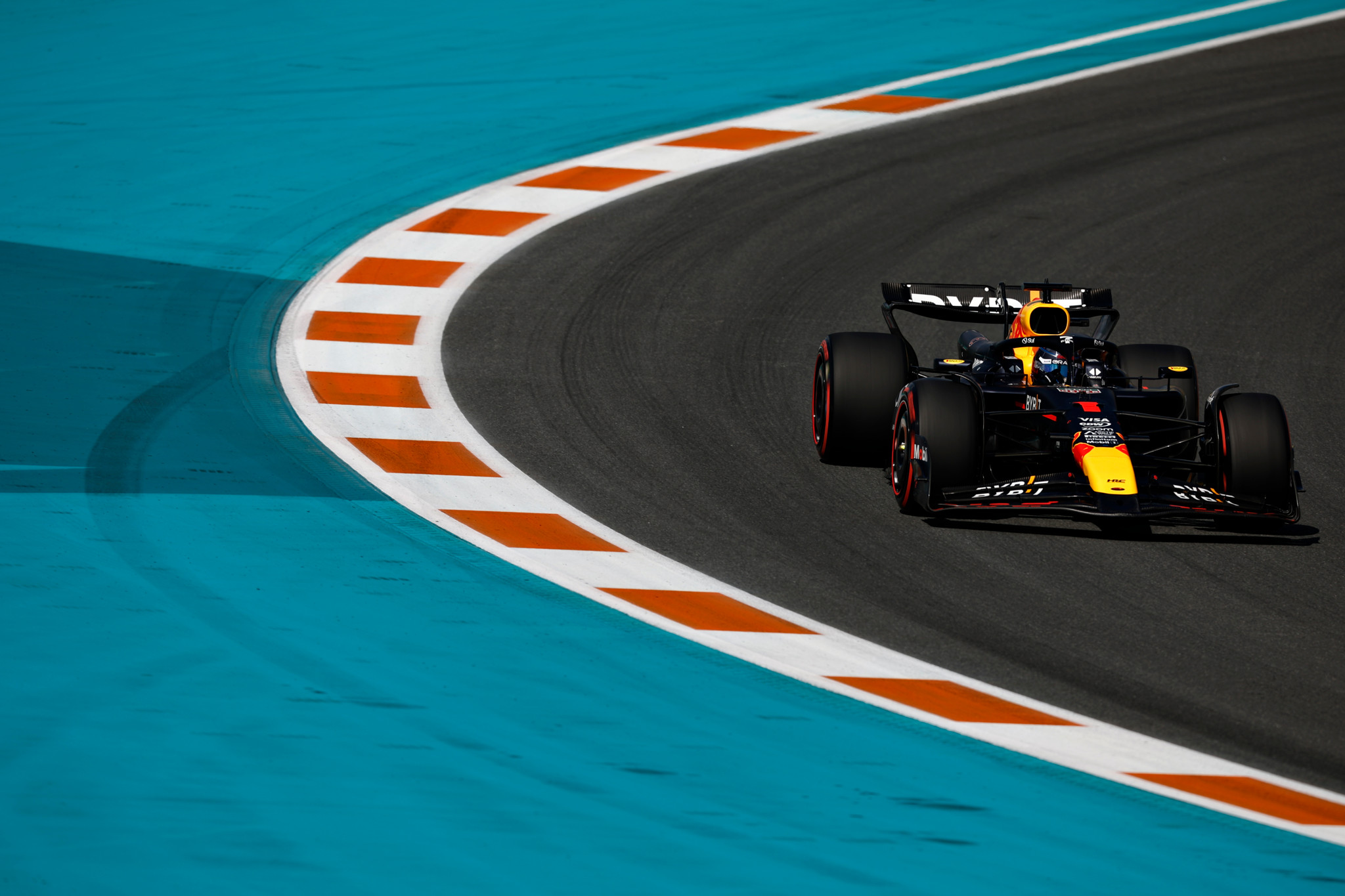 MIAMI, FLORIDA - MAY 04: Max Verstappen of the Netherlands driving the (1) Oracle Red Bull Racing RB20 on track during qualifying ahead of the F1 Grand Prix of Miami at Miami International Autodrome on May 04, 2024 in Miami, Florida. (Photo by Chris Graythen/Getty Images)
