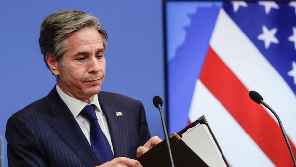 US Secretary of State Antony Blinken gives a press briefing at the end of a NATO Foreign Ministers' meeting at the Alliance's headquarters in Brussels, Belgium, March 24, 2021 - Sputnik International