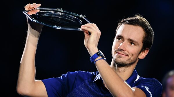 Russia's Daniil Medvedev poses during an award ceremony for the singles final match of the ATP Finals against Germany's Alexander Zverev at the Pala Alpitour venue in Turin, Italy - Sputnik International