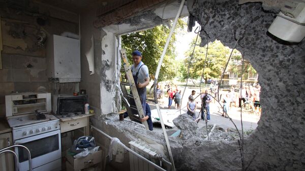 An apartment in a five-storied residential building in Yasinovataya, Donbass, damaged in shelling by Ukrainian army. (File) - Sputnik International