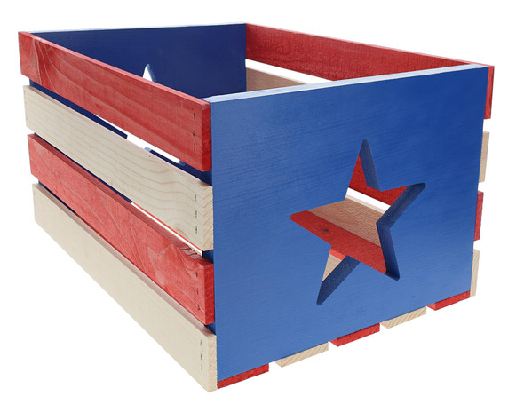 Leisure Arts Home Wood Crate 18" Americana With Star End