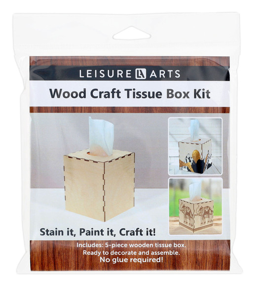 Leisure Arts Wood Tissue Box 5.68" x5" x5" Square Box