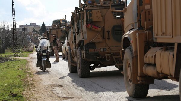Турецкий военный конвой в провинции Идлиб
