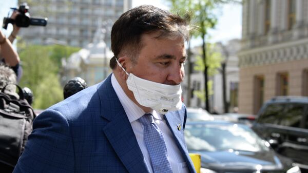 Михаил Саакашвили после встречи с депутатами фракции Слуга народа в Киеве