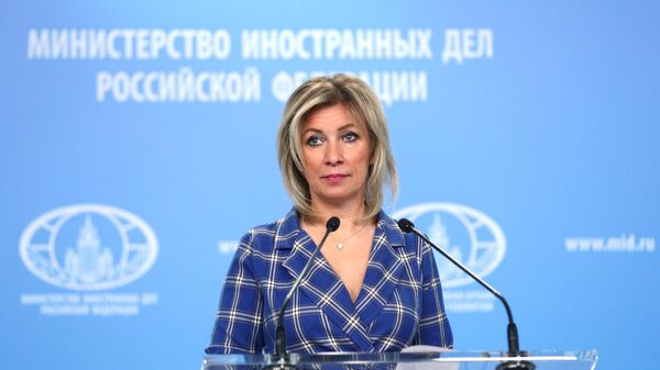 Официальный представитель Министерства иностранных дел России Мария Захарова во время брифинга в Москве