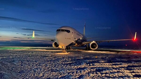 Самолет авиакомпании Нордстар, выкатившийся за пределы взлетно-посадочной полосы в аэропорту Норильска. 9 января 2024