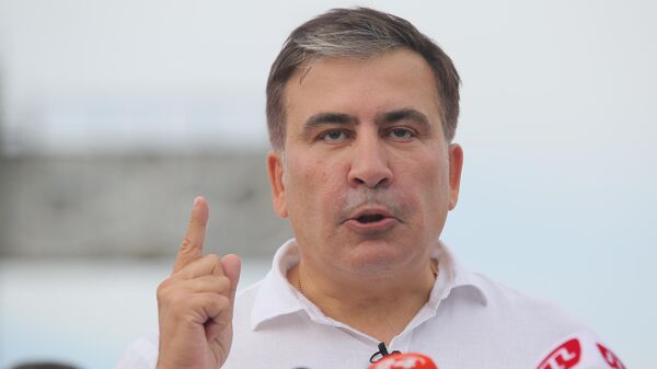 Лидер политической партии Движение новых сил Михаил Саакашвили на пресс-конференции в Киеве. 13 июня 2019