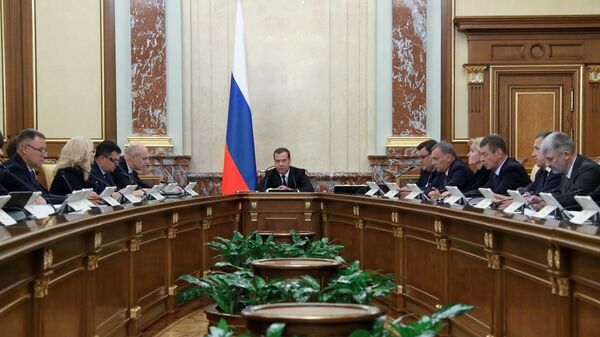 Дмитрий Медведев проводит заседание правительства России. 2019 год