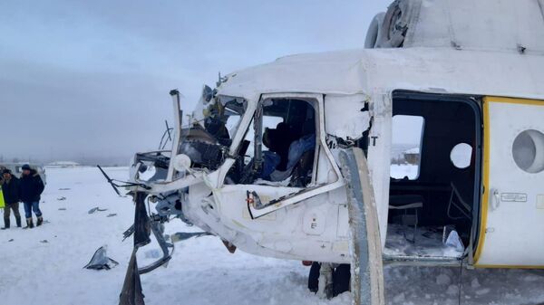 Место жесткой посадки вертолета Ми-8 в Красноярском крае