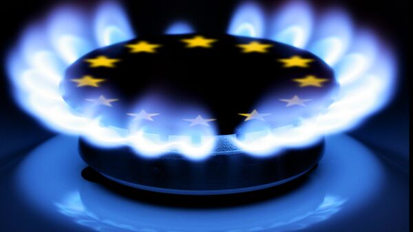 Пламя газа и символ Евросоюза