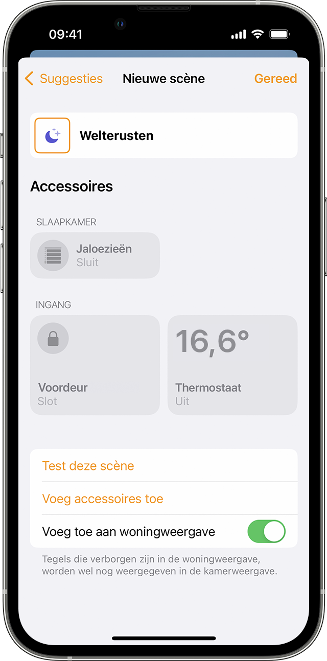 Nieuwe scène met de naam 'Good Night' op een iPhone