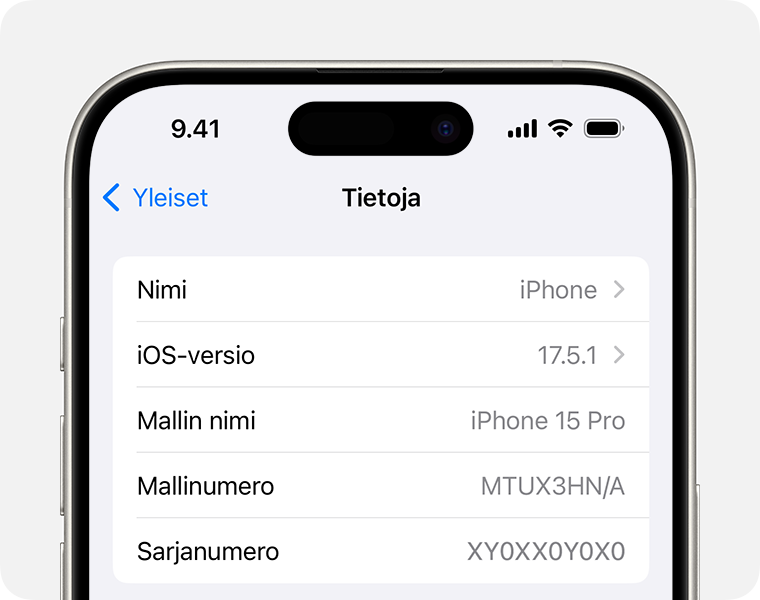 Löydät iPhonessa käytössä olevan iOS-version Asetukset-apista. 