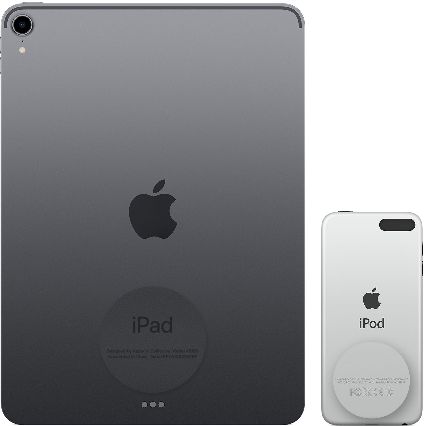 La parte posterior de un iPad y un iPod touch