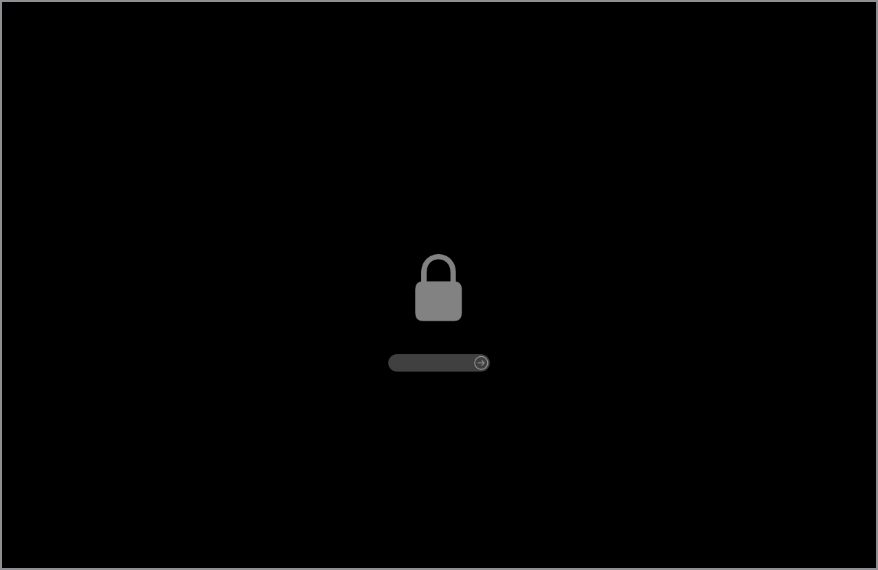 Schermata di avvio di macOS che mostra l'icona di blocco del firmware e il campo per l'inserimento della password