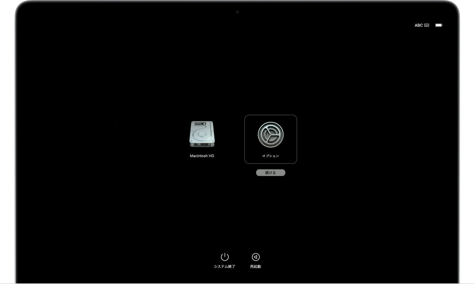 Apple シリコンを搭載した Mac の起動オプション