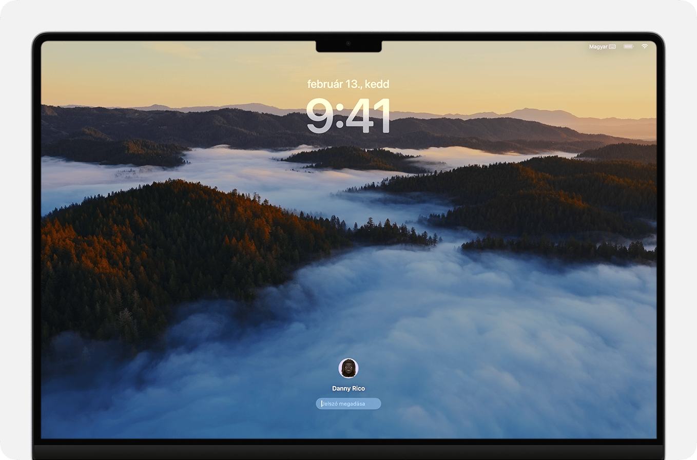 A macOS Sonoma felhasználói bejelentkezési képernyője