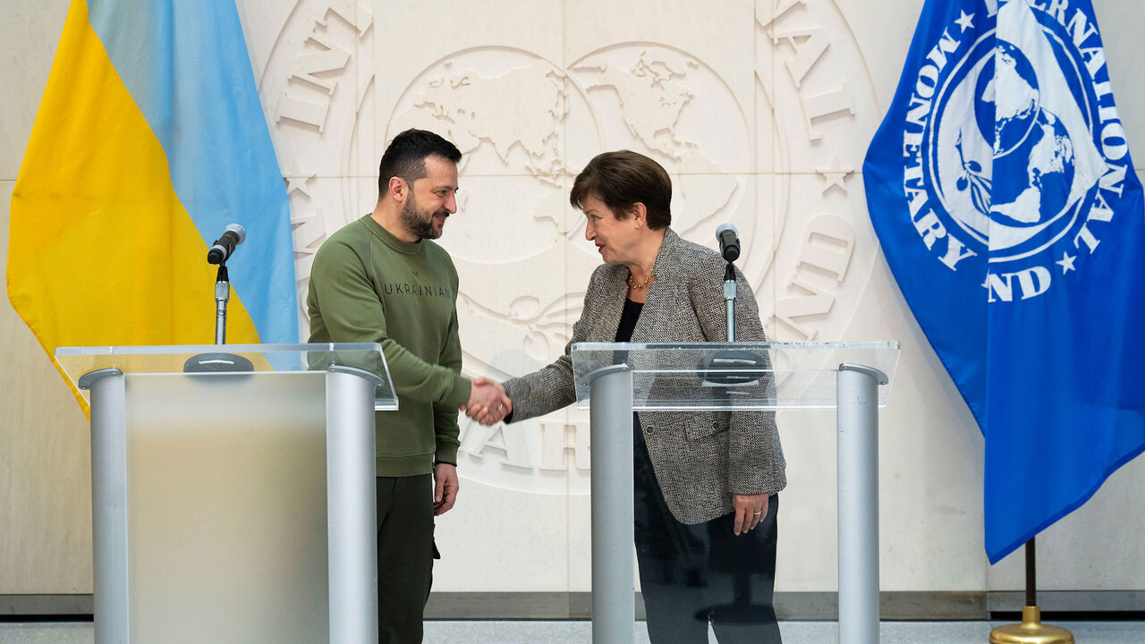 IMF Managing Director Kristalina Georgieva, Ukraine President Volodymyr Zelenskyy