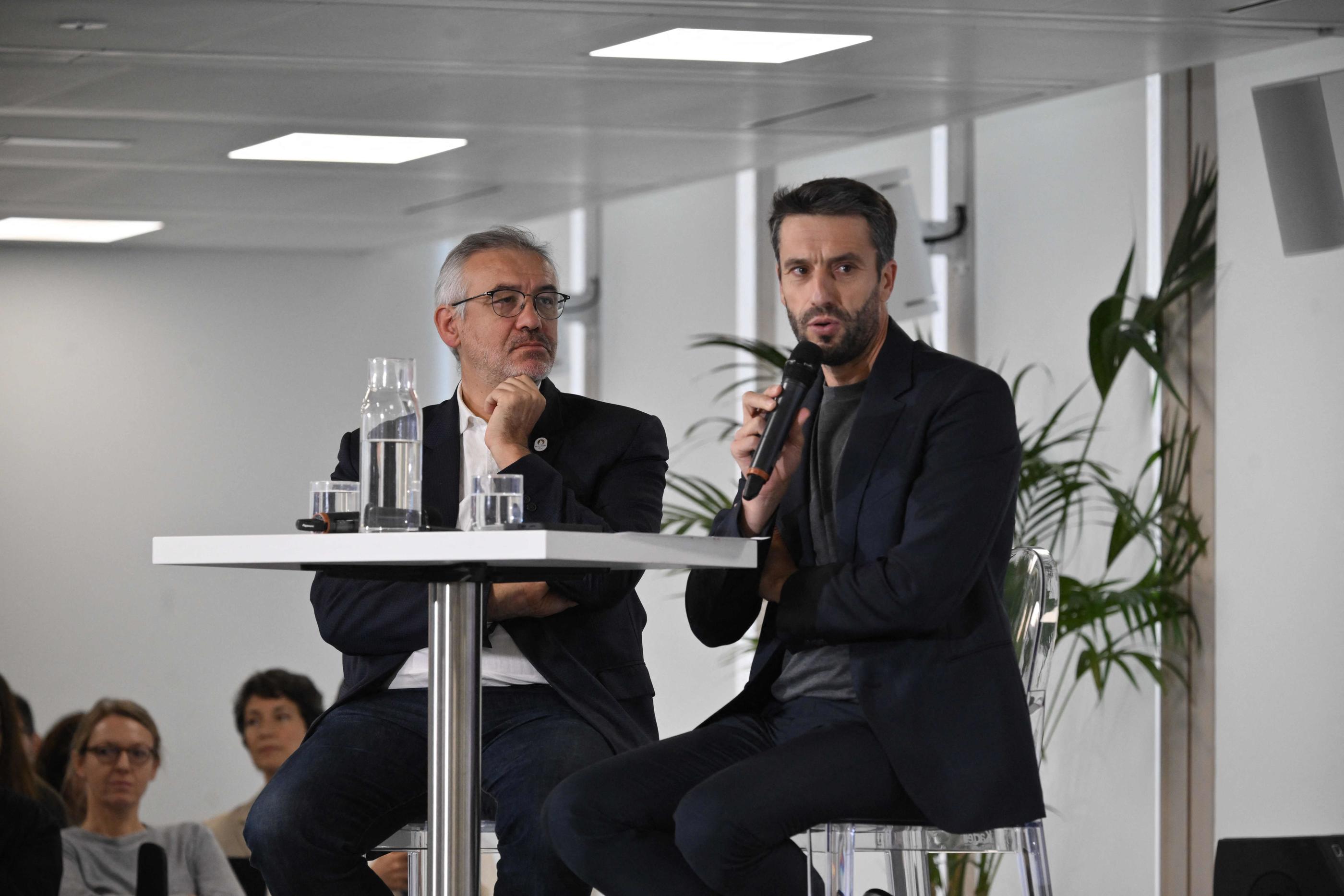 Tony Estanguet et Etienne Thobois ce vendredi. (Photo by Ed JONES / AFP)