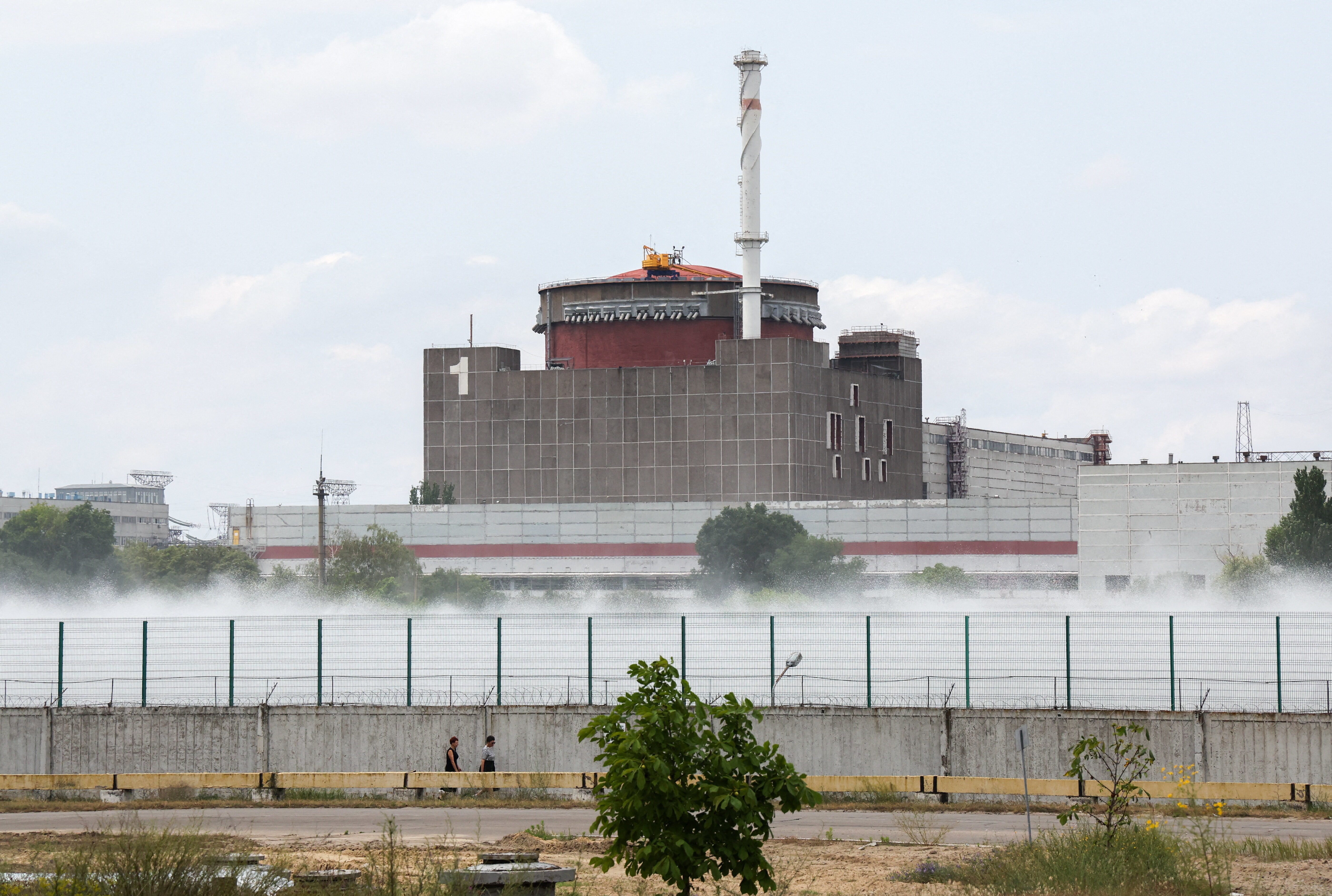 Selon le président Zelensky, un risque nucléaire existe à la centrale nucléaire de Zaporijjia occupée par les russes depuis 786 jours. Tass/ABACA