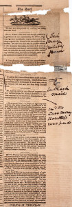 Fig. 4. Section titled "The Turf," from The Flash, November 6, 1841, New York, N.Y., with James Whiting's annotations. Courtesy of the American Antiquarian Society, Worcester, Massachusetts.