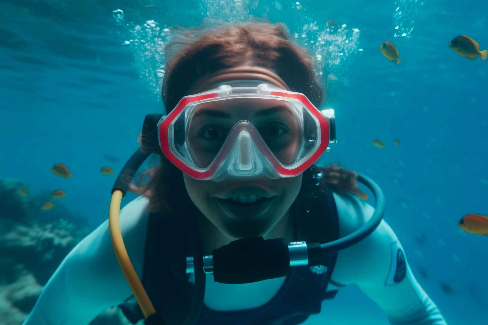 ragazza che indossa maschera snorkeling