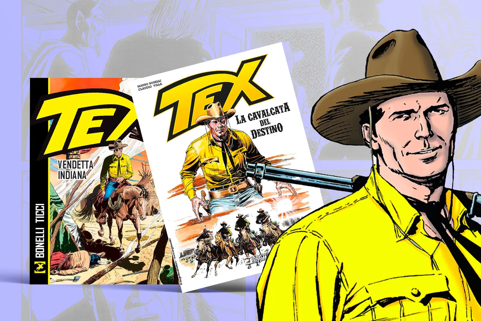 Foto di fumetti in primo piano di Tex Willer