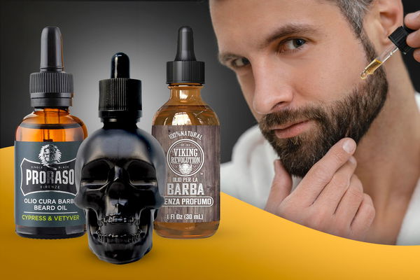 uomo con barba ispida che si mette olio da barba e migliori oli barba