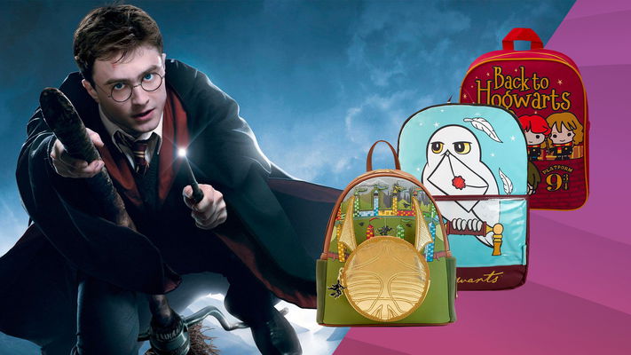 Foto di zaini di Harry Potter in primo piano