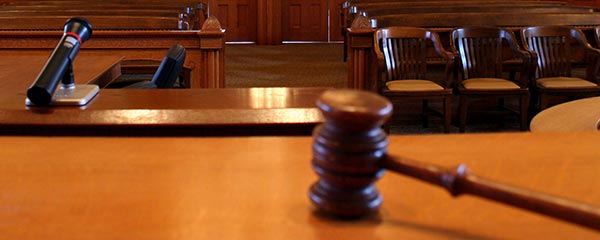 A gavel in a court room