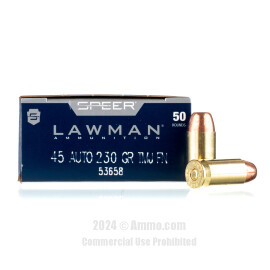 Image of Speer Lawman 45 ACP Ammo - 50 Rounds of 230 Grain TMJ Ammunition