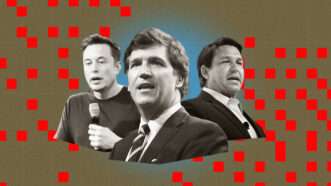 Tucker Carlson, Elon Musk, Ron DeSantis | Illustration: Lex Villena; Gage Skidmore, Steve Jurvetson