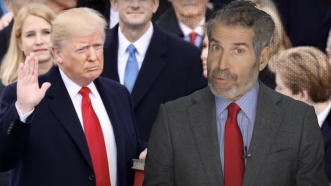 John Stossel is seen next to former President Donald Trump | Stossel TV