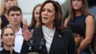 Vice President Kamala Harris speaking to supporters |  Ting Shen/UPI/Newscom