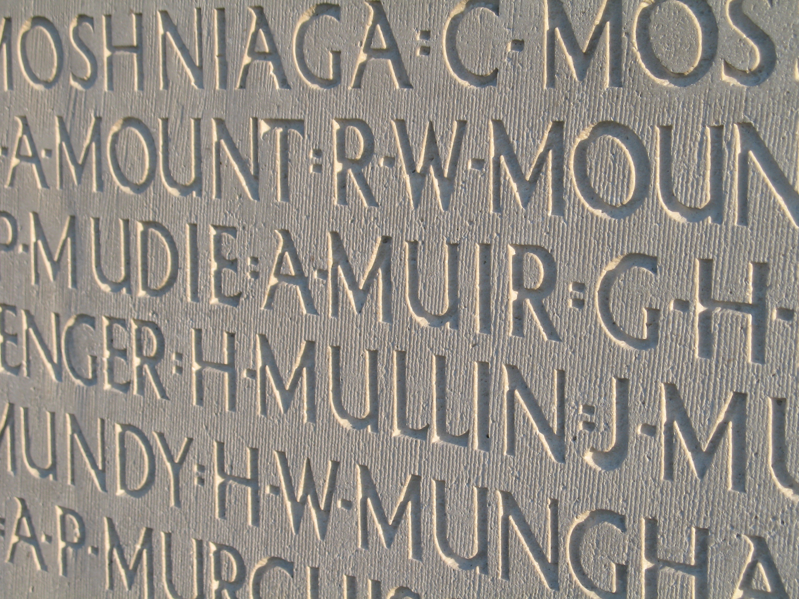 Names on Vimy Monument