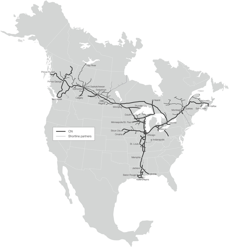 Map of the CN Rail Network