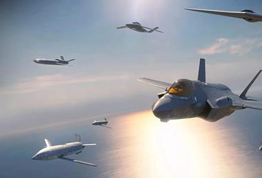 Lockheed Martin CCA rendering with F-35 collaborative combat aircraft