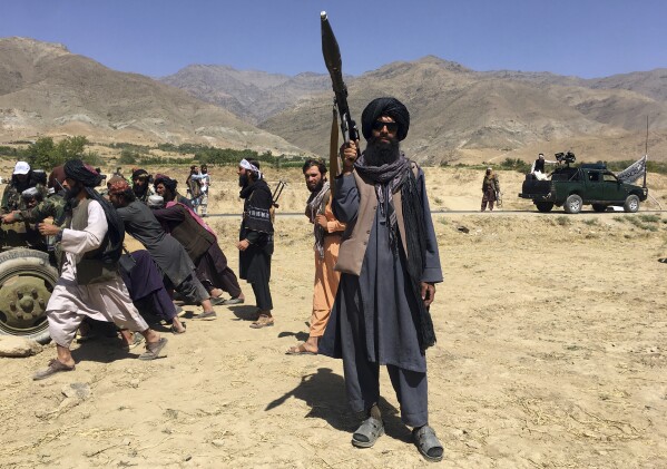 TFILE - aliban soldiers stand guard in Panjshir province northeastern of Afghanistan, Sept. 8, 2021. (AP Photo/Mohammad Asif Khan, File)