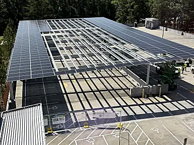 Parking deck at RTI with solar panels