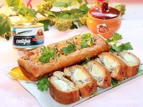 Пирог с рисом и сайрой