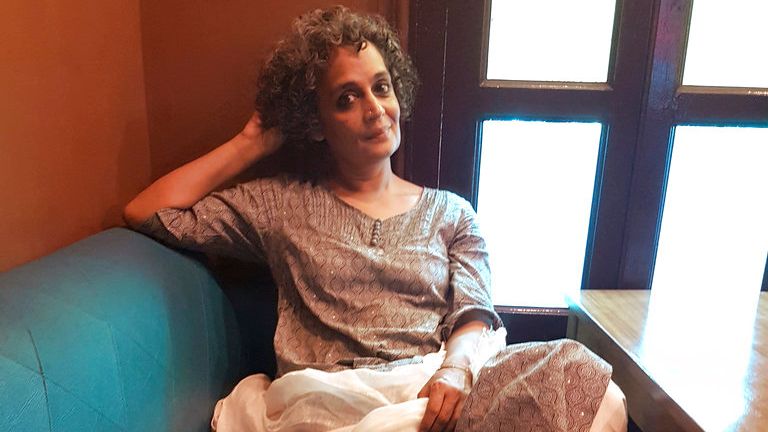 Arundhati Roy in Delhi in August 2017. Pic: AP