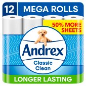 Andrex Classic Clean Mega Toilet Roll XL Longer Rolls Big Pack