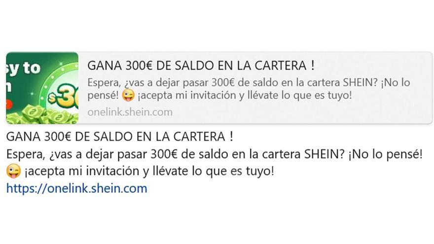 ¿Has recibido este mensaje de Shein? Esta es la verdad sobre el regalo de los 300 euros que te llega por WhatsApp