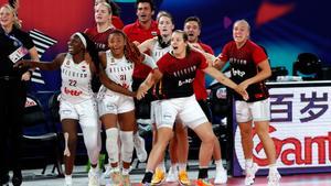 Las jugadoras belgas, celebrando el pase