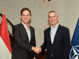 NATO Secretary General Jens Stoltenberg meets with the Prime Minister of the Netherlands and next NATO Secretary General, Mark Rutte.