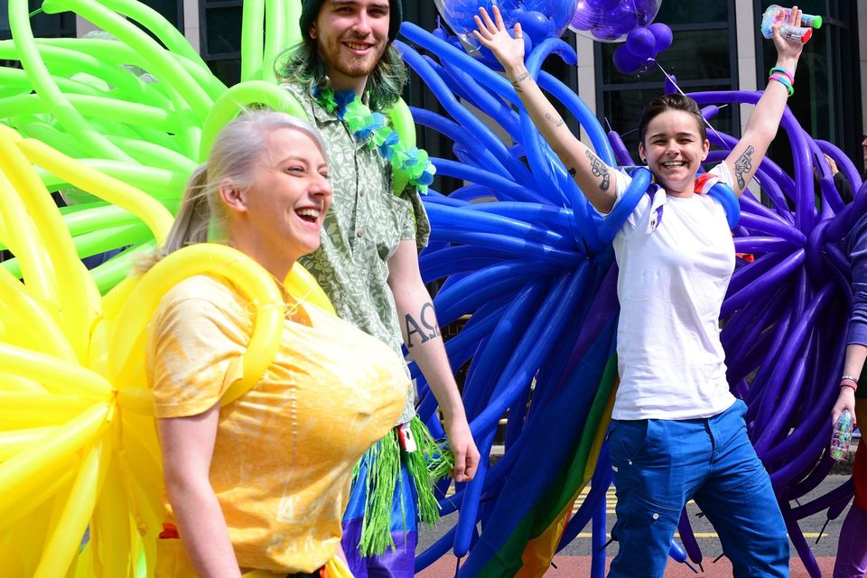 Pacemaker Press Belfast 06-08-2016: Belfast Pride Festival 2016.
Belfast awash with rainbow colours as the annual LGBT festival returns. Thousands of people take part in the annual Belfast Gay Pride event in Belfast city centre celebrating Northern Ireland's LGBT community. 
Picture By: Arthur Allison/Pacemaker Press.