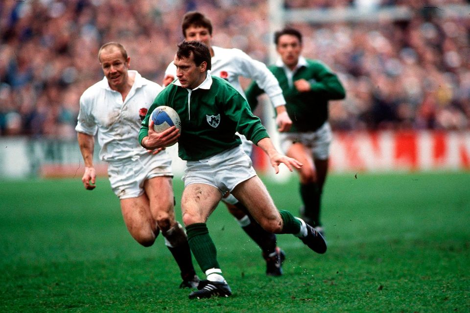 Keith Crossan takes on England in 1991