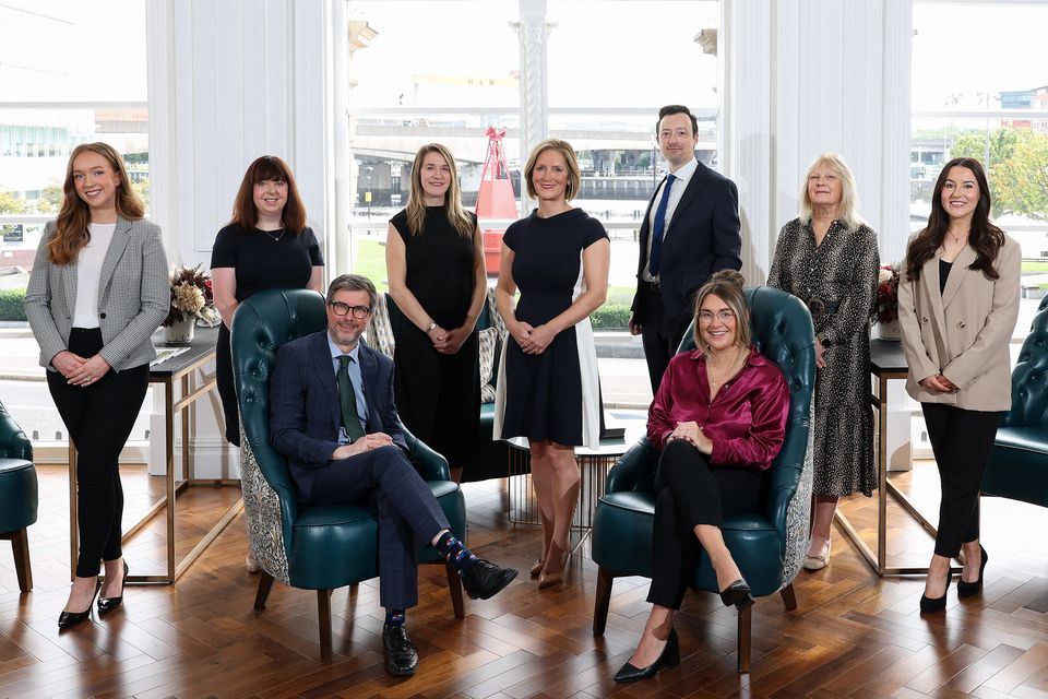 From left, Mills Selig real estate expert Chloe Lowe, Niamh Laverty, Kevin Tarpey, Jayne Paterson, Anne Skeggs, Nick Nolan, Laura Campbell, Evelyn Carleton and Ciara Campbell