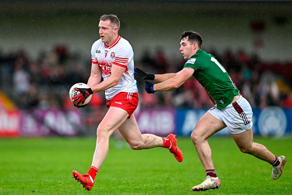 Derry's Emmett Bradley in action against Sam McCartan of Westmeath during the All-Ireland clash